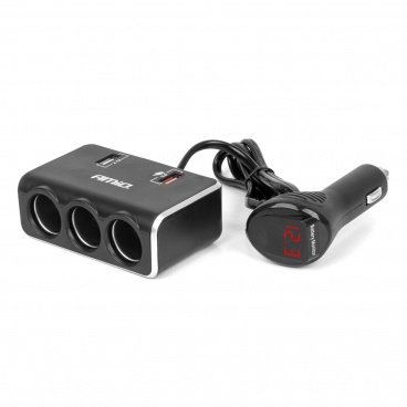 Rozdeľovač zásuvky zapaľovača s nabíjačkou 2x USB-A QC3.0 12V 24V 120W 80cm AMIO-04364