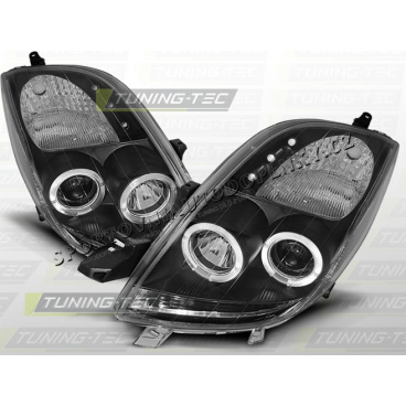 TOYOTA YARIS 2006-09 PŘEDNÍ ČÍRÁ SVĚTLA ANGEL EYES BLACK