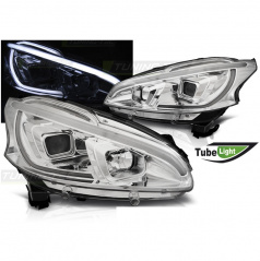 Peugeot 208 04.2012-06.2015 přední čirá světla Tube Light chrome (LPPE30)