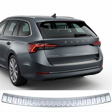 Nerez brúsený kryt hornej hrany hornej hrany zadného nárazníka Škoda Octavia IV 2020+ kombi Nerez brúsený kryt hornej hrany hornej hrany zadného nárazníka Škoda Octavia IV 2020+ kombi
