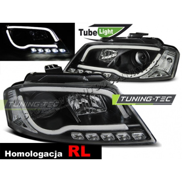 Audi A3 8P 2008-12 predné číre svetlá Led Tube Lights DRL black (LPAUA0)