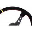 Športový volant WRC čierny semiš 350 mm (červený steh)