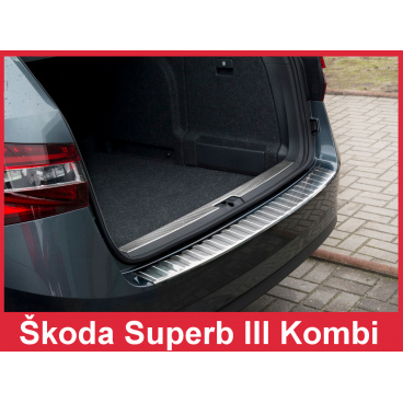 Nerez kryt- ochrana prahu zadného nárazníka Škoda Superb III kombi 2015+ Nerez kryt- ochrana prahu zadného nárazníka Škoda Superb III kombi 2015+