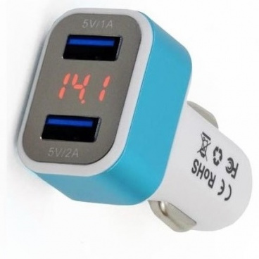 Nabíjačka do auta 2xUSB + Tester napätia batérie