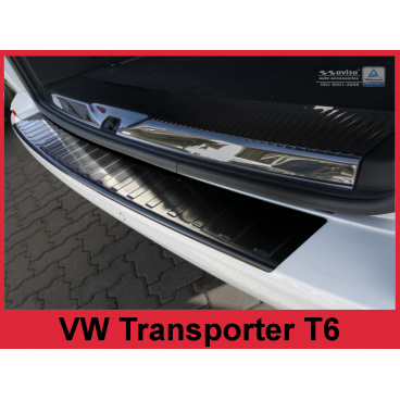 Nerez kryt- čierna ochrana prahu zadného nárazníka Volkswagen Transporter T6 Furgon 2015-16