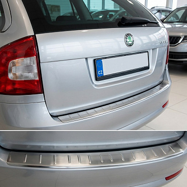 Nerez ochranný kryt zadného nárazníka OMTEC matný II Škoda Octavia II Facelift Combi 2004-13 Nerez ochranný kryt zadného nárazníka OMTEC matný II Škoda Octavia II Facelift Combi 2004-13