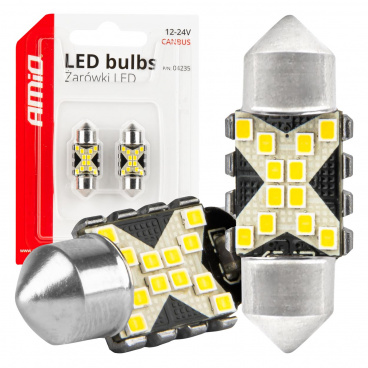 LED žiarovky CANBUS Festoon C5W 12SMD 2016 31mm Biela 12V 24V