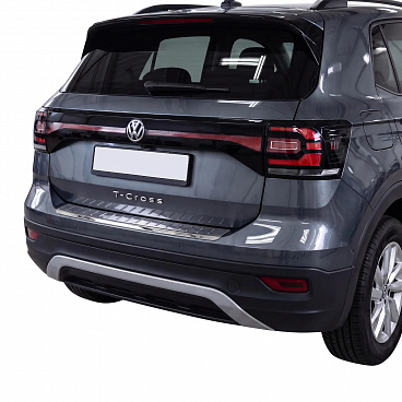 Nerezový leštený kryt hornej hrany zadného nárazníka VW T-CROSS 2019-23 Nerezový leštený kryt hornej hrany zadného nárazníka VW T-CROSS 2019-23