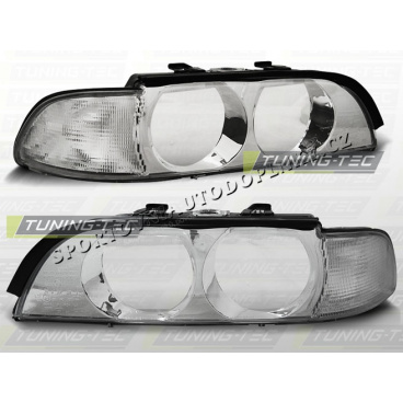 BMW E39 95-00 kompletné kryty svetiel chrom bez šošoviek (LPBM13)