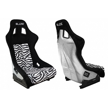 Športové kreslo SLIDE KS2 Premium Čierne & Zebra Velúr Strieborný Trblietavý