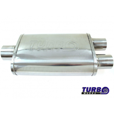 Stredný výfukový medzitlmič Turbowork s rozdvojením pre výfukovú klapku 57 mm Stredný výfukový medzitlmič Turbowork s rozdvojením pre výfukovú klapku 57 mm