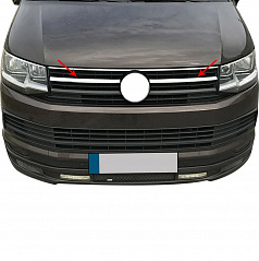 Nerezové leštené horné lišty prednej masky Omtec pre VW T6 2015–2019 Highline – 2 ks