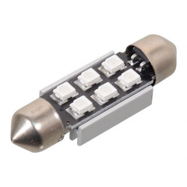 Žárovka 6 SMD LED 12V suf. SV8.5 38mm s rezistorem CAN-BUS modrá Žárovka 6 SMD LED 12V suf. SV8.5 38mm s rezistorem CAN-BUS modrá