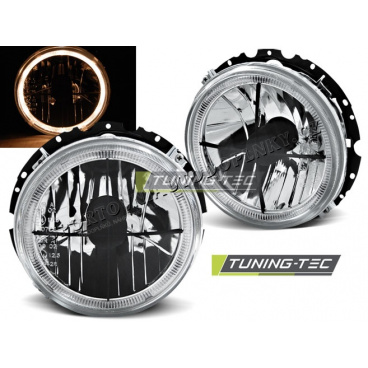 VW Golf 1 05.1974-07.1983 predné číre svetlá Angel Eyes chrome black cross vonkajšie (LPVWH3) VW Golf 1 05.1974-07.1983 predné číre svetlá Angel Eyes chrome black cross vonkajšie (LPVWH3)