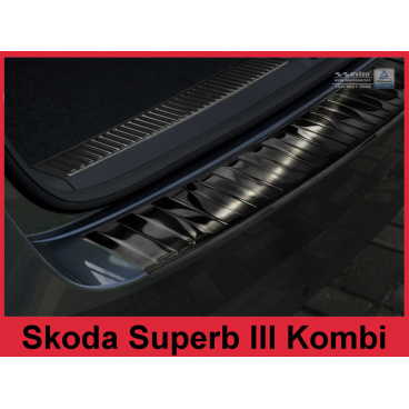 Nerez kryt- čierna ochrana prahu zadného nárazníka Škoda Superb III kombi 2015+