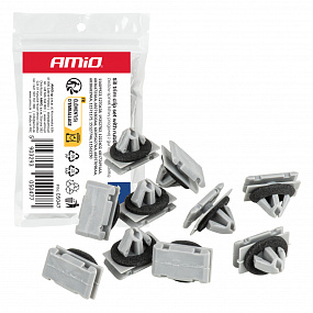 Zestaw spinek listwy progowej z gumową uszczelką 11 mm 10szt. AMIO-05047 Zestaw spinek listwy progowej z gumową uszczelką 11 mm 10szt. AMIO-05047