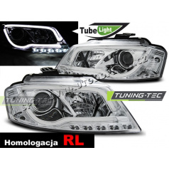 Audi A3 8P 2008-12 predné číre svetlá Led Tube Lights DRL chrome (LPAU99)