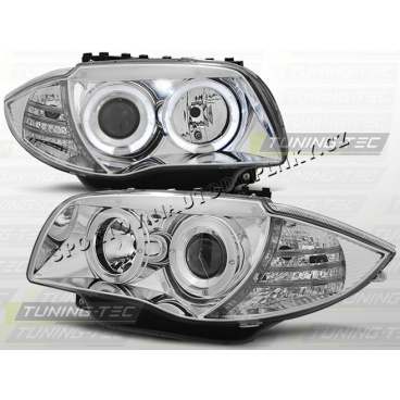 BMW E87/E81 2004-07 Predné číre svetlá Angel eyes chrom