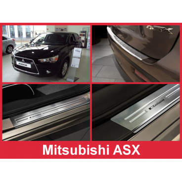 Nerez kryt- zostava-ochrana prahu zadného nárazníka + ochranné lišty prahu dverí Mitsubishi ASX 2010-16