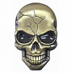 Samolepiaci kovový znak LEBKA  (gold) 43x68 mm