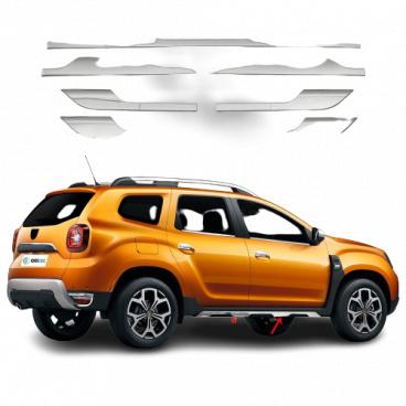 Nerez chrom lišty bočných prahov Dacia Duster 2018+'Off-Road style' Omtec (matné) Nerez chrom lišty bočných prahov Dacia Duster 2018+'Off-Road style' Omtec (matné)