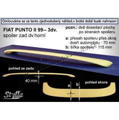 Fiat Punto II 3D (99+) spoiler zadných dverí horný (EÚ homologácia)
