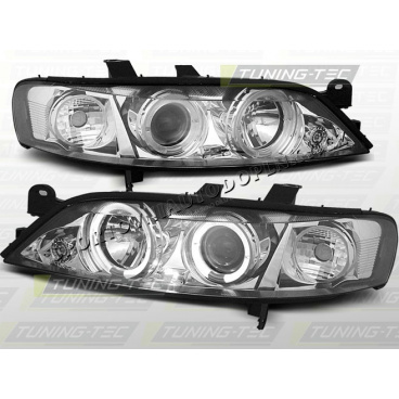 OPEL VECTRA B 1999-02 PŘEDNÍ ČÍRÁ SVĚTLA ANGEL EYES CHROME OPEL VECTRA B 1999-02 PŘEDNÍ ČÍRÁ SVĚTLA ANGEL EYES CHROME