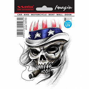 Samolepka lebka s cigarou USA