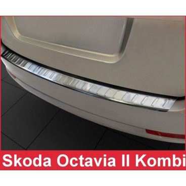 Nerezový kryt zadného nárazníka matný Škoda Octavia II kombi 2004-13 Nerezový kryt zadného nárazníka matný Škoda Octavia II kombi 2004-13