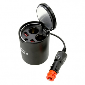 Rozdvojka- adaptér do držiaka nápojov 12 / 24V 120W + 2x USB (1,0 + 2,4A)