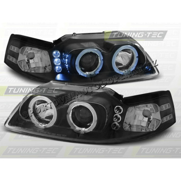 Ford Mustang 1999-04 predné číre svetlá Angel eyes black (LPFO33)