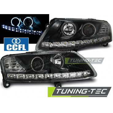 Audi A6 C6 04.2004-08 predné číre svetlá Angel Eyes LED black (LPAUA4)