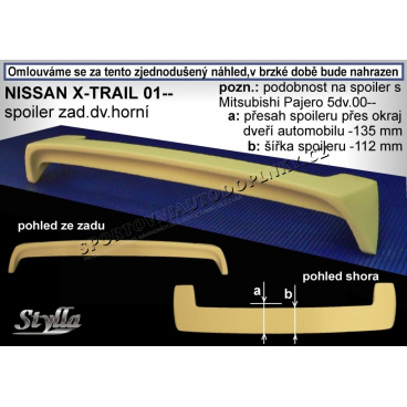 NISSAN X-TRAIL (01+) spojler chrbta. dverí hornej NX1L