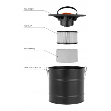 Vysavač popela elektrický 18L 800W Vysavač popela elektrický 18L 800W