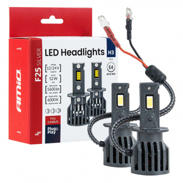 Automobilové LED žiarovky F25 SILVER FULL CANBUS 52W H3 12V 24V AMIO-04702 Automobilové LED žiarovky F25 SILVER FULL CANBUS 52W H3 12V 24V AMIO-04702