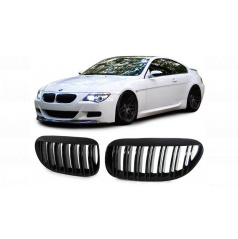 Mriežka BMW 6 E63 E64 dvojité rebrovanie Lesklá čierna