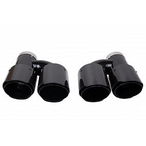 Końcówka Tłumika 101mmx2 wejście 63mm Carbon Gloss Zestaw