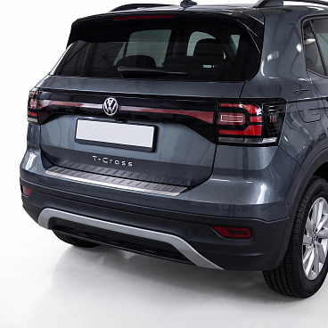 Nerezový brúsený kryt hornej hrany zadného nárazníka VW T-CROSS 2019-23 Nerezový brúsený kryt hornej hrany zadného nárazníka VW T-CROSS 2019-23