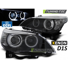 BMW E60, E61 2005-07 predné číre svetlá CCFL HID D1S Dual Projector black (LPBMC9)