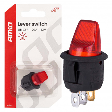 Páčkový spínač s červeným podsvietením 20A 12V AMIO-04438