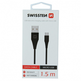 Dátový kábel Micro USB + USB 1,5 m SWISSTEN čierny