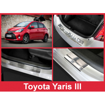 Nerez kryt- zostava-ochrana prahu zadného nárazníka + ochranné lišty prahu dverí Toyota Yaris III 2014-16