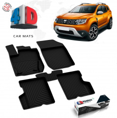 Gumový set 4D presných autokobercov Dacia Duster 2018-24 4x4 vrátane krytu zadnej strednej časti