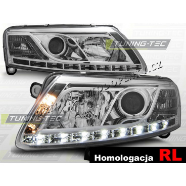 AUDI A6 (C6) 2004-08 Predné číre svetlá DAYLIGHT LED CHROME - homologácia RL (LPAU73)