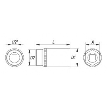 Nástavec 1/2" 13 mm šetihranný hluboký