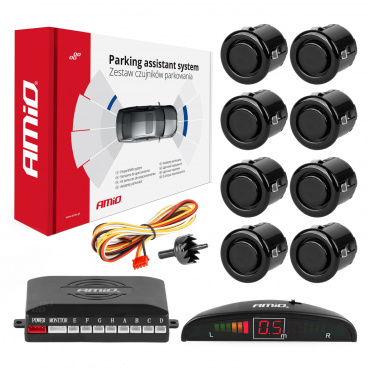 Sada parkovacích senzorov LED 8 čidiel čierne "GOLD" 18 mm