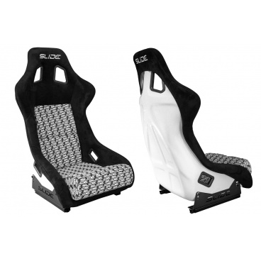 Športové sedadlo SLIDE KS2 Premium Black & Logo Pattern Velur White Glitter