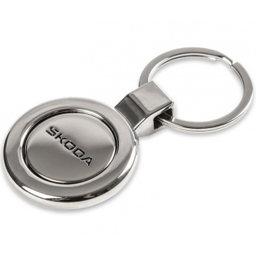 Originálna praktická kovová kľúčenka Škoda s žetónom do obchodu