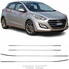 Nerez spodné obloženie okien Hyundai i30 HTB 2012-17 8 ks (Nie kombi)