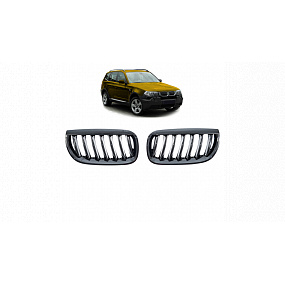 Gril BMW X3 E83 jednotlivé rebro Lesklá čierna Gril BMW X3 E83 jednotlivé rebro Lesklá čierna